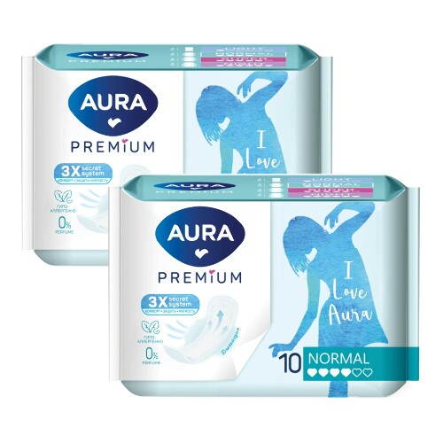 Набор AURA PREMIUM Прокладки женские гигиенические NORMAL 10шт из 2-х упаковок со скидкой