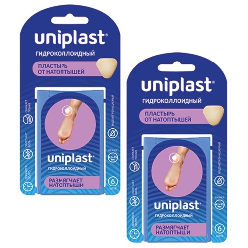 Набор «Пластырь uniplast гидроколлоидный от натоптышей 42х45 мм 6 шт. - 2 упаковки по выгодной цене»