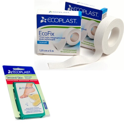 Набор ECOPLAST пласт П/МОЗ ГИДРОКОЛЛ SECOND SKIN 20Х60 N5 + ECOPLAST ПЛАСТЫРЬ МЕД ФИКС ТКАН ECOFIX 1,25X5 по специальной цене