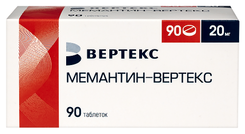 Мемантин-вертекс 20 мг 90 шт. таблетки, покрытые пленочной оболочкой блистер