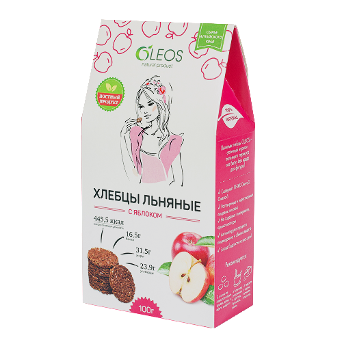 Oleos хлебцы льняные с яблоком 100 гр