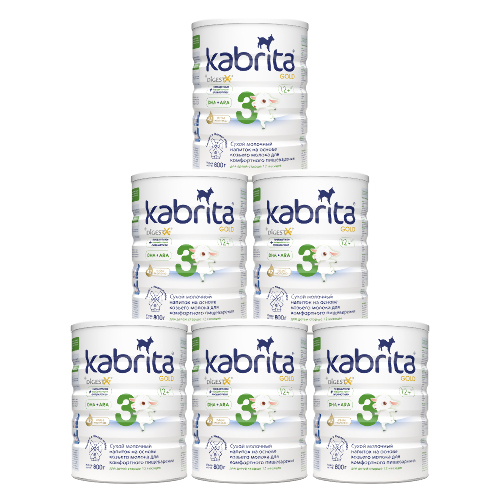 Набор из 6 упаковок KABRITA 3 GOLD НАПИТОК СУХ МОЛОЧНЫЙ НА ОСНОВЕ КОЗЬЕГО МОЛОКА 800 гр