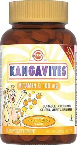 Купить Солгар кангавитес с витамином с для детей со вкусом апельсина 90 шт. таблетки жевательные цена