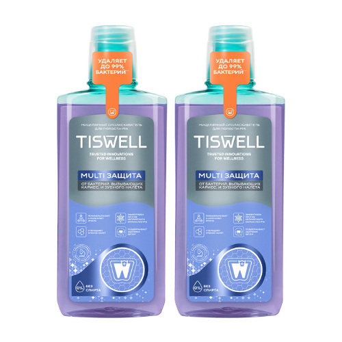 Набор из 2-х уп TISWELL ОПОЛАСКИВАТЕЛЬ ДЛЯ ПОЛОСТИ РТА МИЦЕЛЛЯРНЫЙ ЗАЩИТА ОТ БАКТЕРИЙ И НАЛЕТА 500МЛ