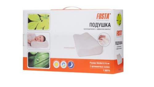 Подушка ортопедическая с эффектом памяти FOSТA /арт. F-8021b/размер 50х30х12 на 10 см/