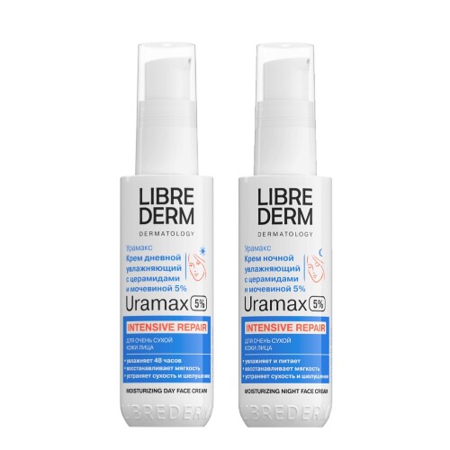 Набор Librederm Uramax крем д/лица дневной + ночной увлажн с церам и мочевиной 5% 50мл