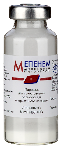 Мепенем 1000 мг порошок для приготовления раствора флакон 1 шт.