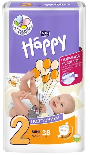 Купить Bella baby happy подгузники детские размер 2 mini 3-6 кг 38 шт. цена