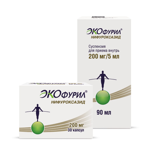 Набор ЭКОФУРИЛ 200мг капсулы 30шт. + ЭКОФУРИЛ 0,2/5мл 90мл флакон суспензия для приема внутрь