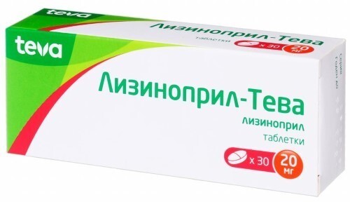 Купить Лизиноприл-тева 20 мг 30 шт. таблетки цена