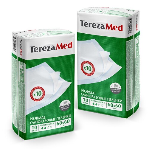 Набор TerezaMed пеленки одноразовые впитывающие normal 60х60 см 10 шт. 2 уп по специальной цене