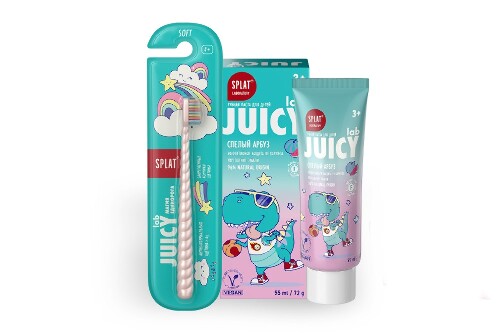 НАБОР JUICY LAB ЗУБНАЯ ЩЕТКА  PEARL/МЯГКАЯ И ЗУБНАЯ ПАСТА СО ФТОРОМ СО ВКУСОМ АРБУЗ