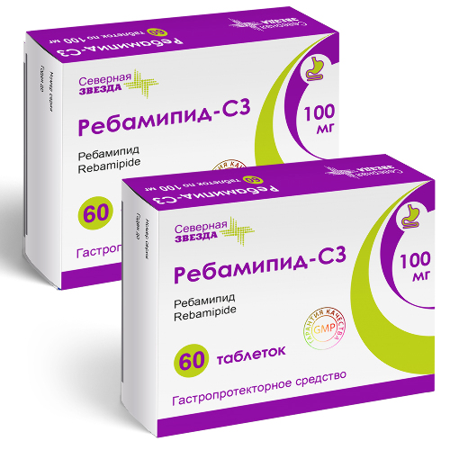 Набор Ребамипид-СЗ таб. 100мг №60 - 2 уп. по специальной цене - цена 1227.60 руб., купить в интернет аптеке в Красноярске Набор Ребамипид-СЗ таб. 100мг №60 - 2 уп. по специальной цене, инструкция по применению