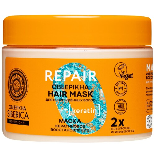 Купить Oblepikha siberica маска для поврежденных волос кератиновое восстановление 300 мл цена
