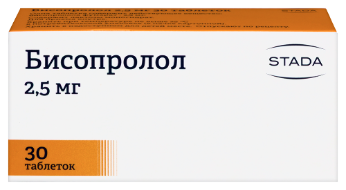 Бисопролол 2,5 мг 30 шт. таблетки, покрытые пленочной оболочкой