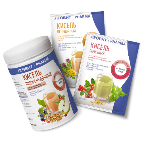 Набор ЛЕОВИТ PHARMA: кисель поджелудочный 400 гр + кисель почечный 20 гр + кисель печеночный 20 гр