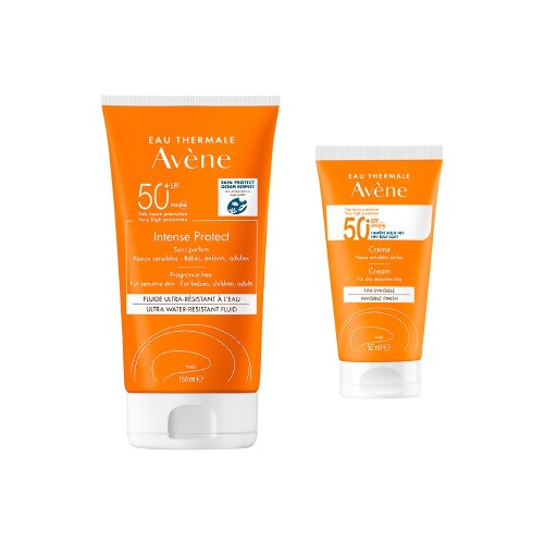 Набор AVENE: INTENCE PROTECT ФЛЮИД СОЛНЦЕЗАЩИТ УЛЬТРА-ВОДОСТОЙКИЙ SPF50+ 150МЛ + КРЕМ СОЛНЦЕЗАЩИТ SPF 50+ БЕЗ ОТДУШЕК 50МЛ