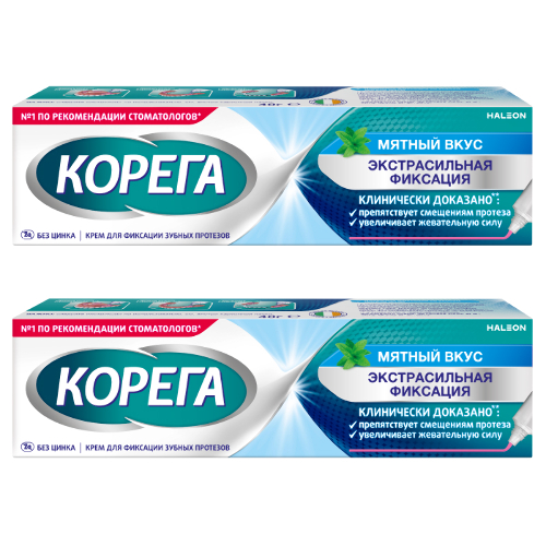 Набор Корега крем для фиксации зубных протезов мятный вкус 40,0 со скидкой 30% на вторую упаковку