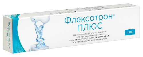 Флексотрон плюс имплантат вязкоэластичный стерильный для внутрисуставных инъекций на основе гиалуроната натрия 20 мг/мл 3 мл 1 шт. шприц