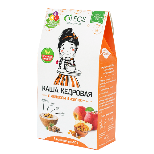Купить Oleos каша кедровая с яблоком и изюмом 40 гр 5 шт. пак цена