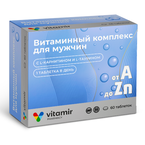 Купить Витамир Витаминный комплекс а-zn для мужчин 60 шт. таблетки, покрытые оболочкой массой 900 мг цена