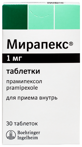 Мирапекс 1 мг 30 шт. таблетки