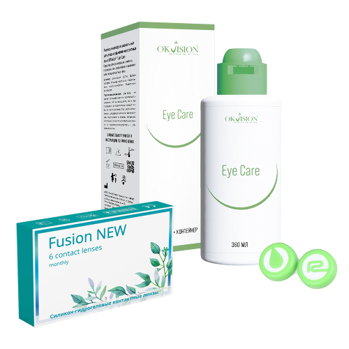 Набор OKVISION FUSION NEW 8,6/14,2 N6/-3,75/  мягкие линзы + OKVISION EYE CARE 360 мл р-р д/ухода за линзами