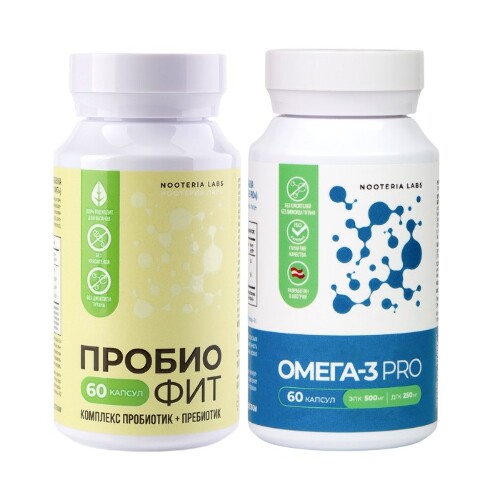 Набор NOOTERIA LABS ПРОБИО ФИТ N60 + ОМЕГА-3 N60 капс, со скидкой