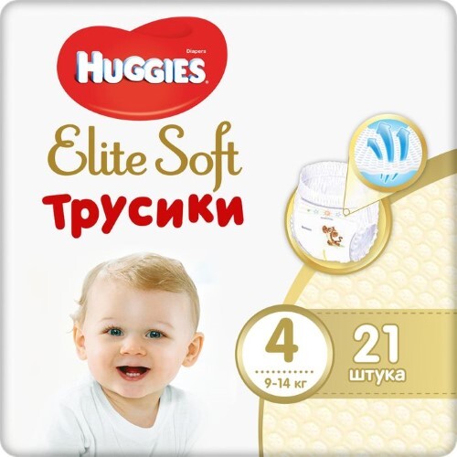 Купить Huggies elite soft трусики-подгузники детские размер 4 9-14 кг 21 шт. цена