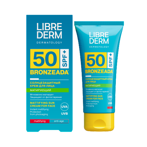 Купить Librederm bronzeada крем для лица матирующий солнцезащитный spf50 50 мл цена