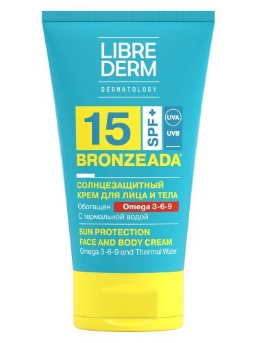 Купить Librederm bronzeada солнцезащитный крем spf15 с омега 3-6-9 и термальной водой 150 мл цена