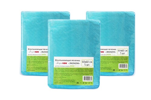 Набор из 3-х уп. Пелёнки впитывающие ЭлараKIDS "ЭКОНОМ" 60*60, 5 шт.