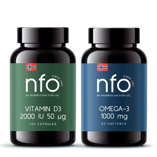 Набор NFO Витамин D 2000 МЕ 100 капс.+ОМЕГА-3 1000МГ 60 капс.