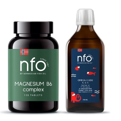 Набор NFO Комплекс магния + витамин В6 №120 + ОМЕГА-3 жир печени трески А Д Е  