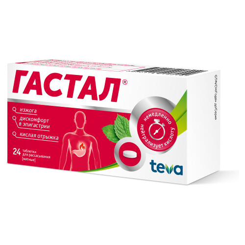 ГАСТАЛ ТАБЛЕТКИ ДЛЯ РАССАСЫВАНИЯ МЯТНЫЕ