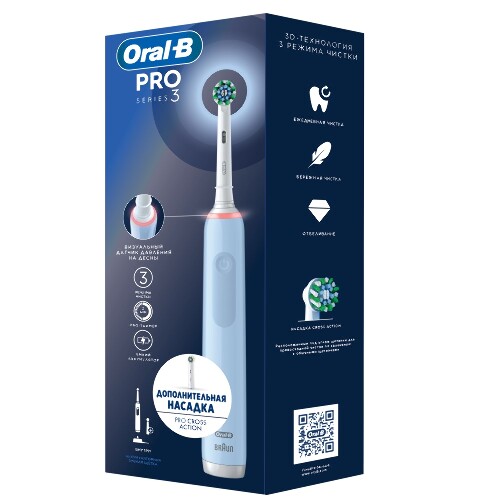 Oral-b зубная щетка электрическая braun тип 3772+насадка pro cross action 1 шт.
