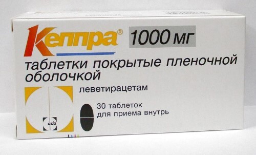 Кеппра 1 гр 30 шт. таблетки, покрытые пленочной оболочкой