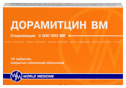 Дорамитцин вм 3000000 МЕ 10 шт. таблетки, покрытые пленочной оболочкой