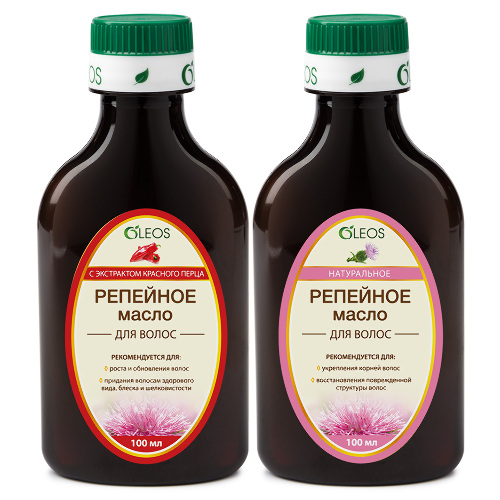Oleos набор/масло репейное 100 мл+масло репейное с экстрактом красного перца 100 мл/
