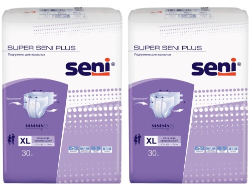 Набор Seni super plus подгузники д/взр extra large n30 из 2 уп со скидкой