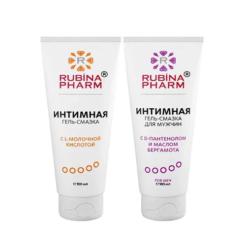 Набор из 2х интимных гель-смазок Rubinapharm со скидкой: для мужчин + с l-молочной кислотой