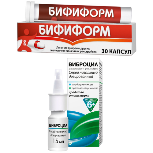Набор БИФИФОРМ N30 КАПС + ВИБРОЦИЛ 35,125МКГ 15МЛ (95 ДОЗ) ФЛАК СПРЕЙ со скидкой 15% 