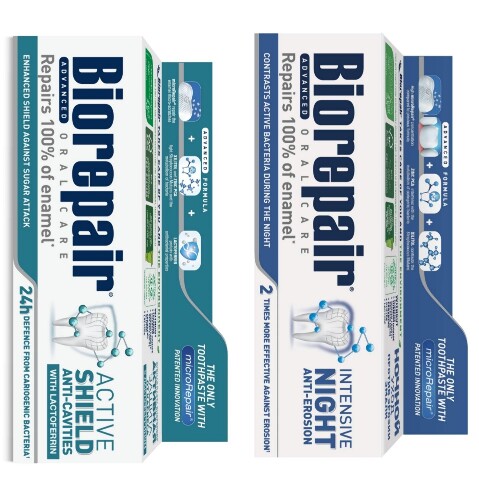 Набор Biorepair зубная паста Активная защита + Biorepair зубная паста Интенсивное ночное восстановление 