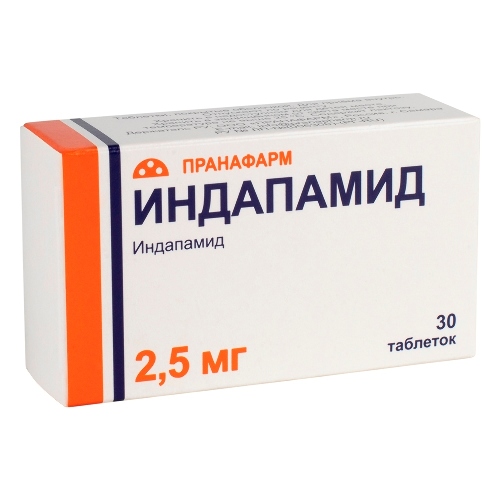 Индапамид 2,5 мг 30 шт. таблетки, покрытые оболочкой