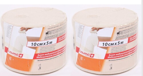 Набор LAUMA БИНТ ЭЛАСТИЧНЫЙ 10СМX5М ВЫСОК РАСТ + LAUMA БИНТ ЭЛАСТИЧНЫЙ 10СМX5М ВЫСОК РАСТ со скидкой