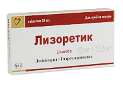 Лизоретик 12,5 мг + 10 мг 28 шт. таблетки