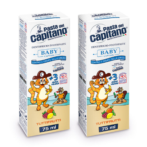 НАБОР 2=1 PASTA DEL CAPITANO ЗУБНАЯ ПАСТА ДЕТСКАЯ BABY TUTTIFRUTTI 3+ /ФРУКТОВАЯ 75МЛ