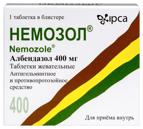 Немозол 400 мг 1 шт. таблетки жевательные