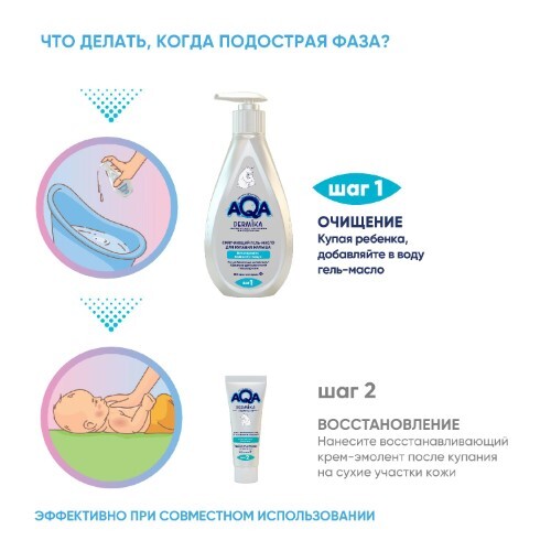 Aqa dermika смягчающий гель-масло для купания малыша 250 мл