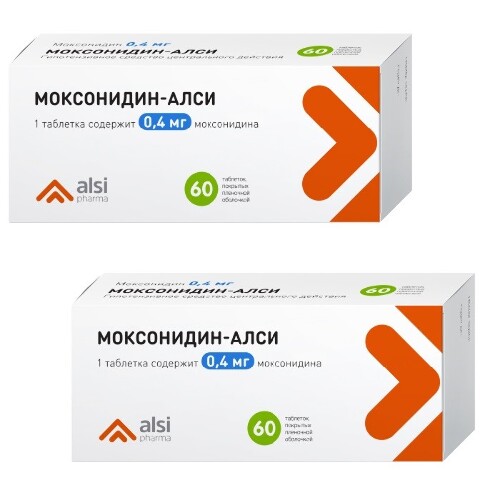 Купить Моксонидин-алси 0,4 мг 60 шт. таблетки, покрытые пленочной оболочкой цена